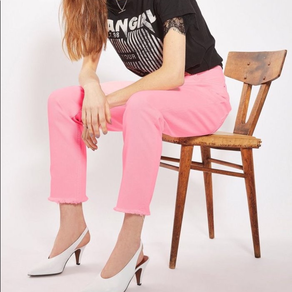 Topshop Sz4 & 6 Pink Moto Straight leg jeans